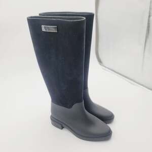 Melissa Flocked Long Rubber Rain Boots in Black, sz